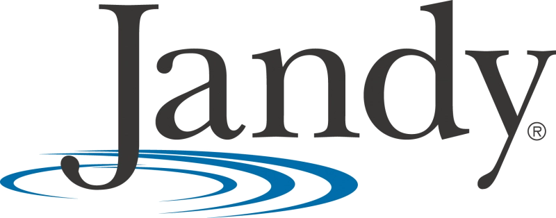 Jandy logo with a stylized blue wave underneath